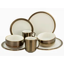 CreaTable Modern Industrial Kombiservice 8-tlg. für 2 Personen goldfarben/weiß