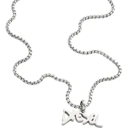Kette mit Anhänger DIESEL "Schmuck Edelstahl Halsschmuck Panzerkette SIGNET DIESEL", silber (edelstahlfarben), Halsketten, Damen, Edelstahl