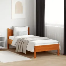 vidaXL Massivholzbett 90 x 200 cm Wachsbraun