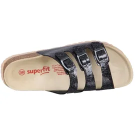 superfit Mädchen Fussbettpantoffel Hausschuhe, SCHWARZ/SILBER 0100