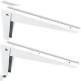 PRIOstahl Klappkonsole Regalträger klappbar 2x Träger 280 x 135mm Weiß für Wandregal Tsch aus Stahl