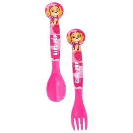 Stor 2-teiliges wiederverwendbares Kinderbesteck aus Kunststoff bestehend aus Gabel und Löffel von Paw Patrol Girl