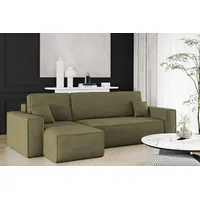 Fun Möbel Ecksofa Schlafsofa Sofa MARIS Stoff Poso Olivgrün