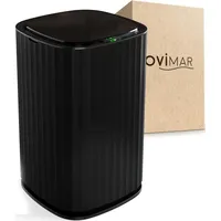 ovimar Sensor Badeimer Sotra | Schwarz | Sensor Mülleimer | Kosmetikeimer oval | Eimer mit Deckel | 10l (Liter) | auch als Windeleimer | stylischer Mülleimer fürs Bad oder die Küche als Abfalleimer
