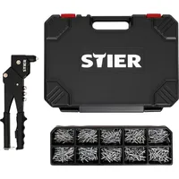 Stier Blindnieten-Satz Premium mit 360°-Handnietzange und Blindnieten 501-teilig