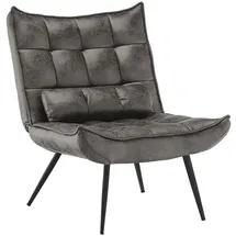 MCombo Relaxsessel 4778/79 Kunstleder 77 x 79 x 93 cm Grau mit Hocker