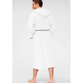 Bruno Banani Herrenbademantel BRUNO BANANI "Danny, Normallänge & Überlänge, auch in extra lang, Hotelbademantel" Gr. M, weiß, L:120cm, Walkfrottee, Hausmäntel, mit Logostreifen, Herren Bademantel aus 100% Baumwolle, S-4XL
