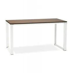 Gerader Schreibtisch aus Holz Metall | Bürotisch Arbeitsplatz Computertisch | Designer Arbeitstisch mit Walnussdekor | Kadima Design