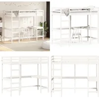 Vidaxl - Hochbett mit Schreibtisch Weiß 90x190 cm Massivholz Kiefer - Hochbett - Jugendzimmer - Kinderschlafzimmer - Schreibtischbett - Holzbett
