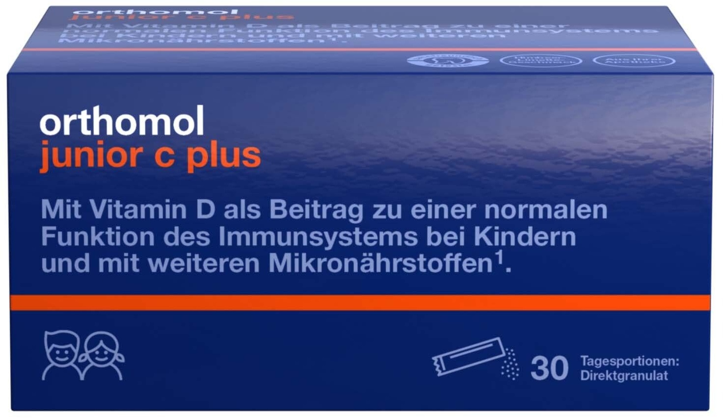 Orthomol junior C plus - mit Vitamin C als Beitrag zu einer normalen Funktion des Immunsystems - Himbeer/Limetten-Geschmack - Direktgranulat