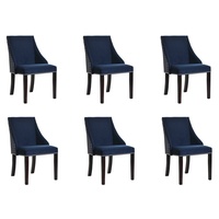 JVmoebel Stuhl, 6x Sessel Design Polster Stühle Stuhl Chesterfield Klassische Lehn Leder Flora blau