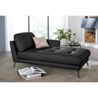 Chaiselongue W.SCHILLIG "softy" Sofas Gr. B/H/T: 106cm x 79cm x 168cm, Longlife Xtra-Leder Z59, Armlehne rechts, schwarz (schwarz z59) mit dekorativer Heftung im Sitz, Füße pulverbeschichtet