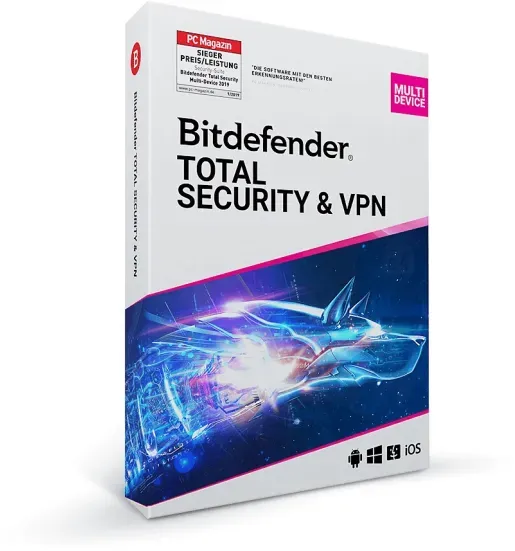 Bitdefender Total Security inkl. Unbegrenztes VPN 2025 | 10 Geräte / 1 Jahr