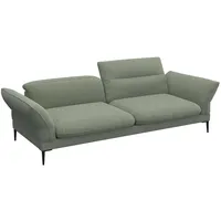 FLEXLUX 3-Sitzer Salino, Funktionssofa, Relaxsofa, Sofa mit Arm- und Kopfteil-Verstellungen, Kaltschaum & Stahl-Wellen grün