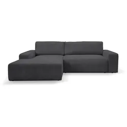 Ecksofa WERK2 "Hugo-L L-Form", grau (anthrazit), B:267cm H:85cm T:167cm, 90% Polyester, 10% Nylon, Sofas, Design Ecksofa in Cord mit Schlaffunktion & Bettkasten