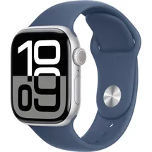 Apple Watch Series 10 GPS + Cellular 42 mm Aluminiumarmband silber Sportarmband denim S/M