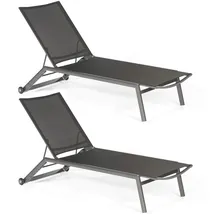 SonnenPartner Sonoa Sonnenliege 2er Set 200 x 65 x 30 cm Anthrazit