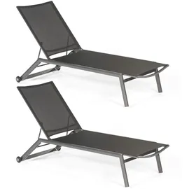 SonnenPartner Sonoa Sonnenliege 2er Set 200 x 65 x 30 cm Anthrazit