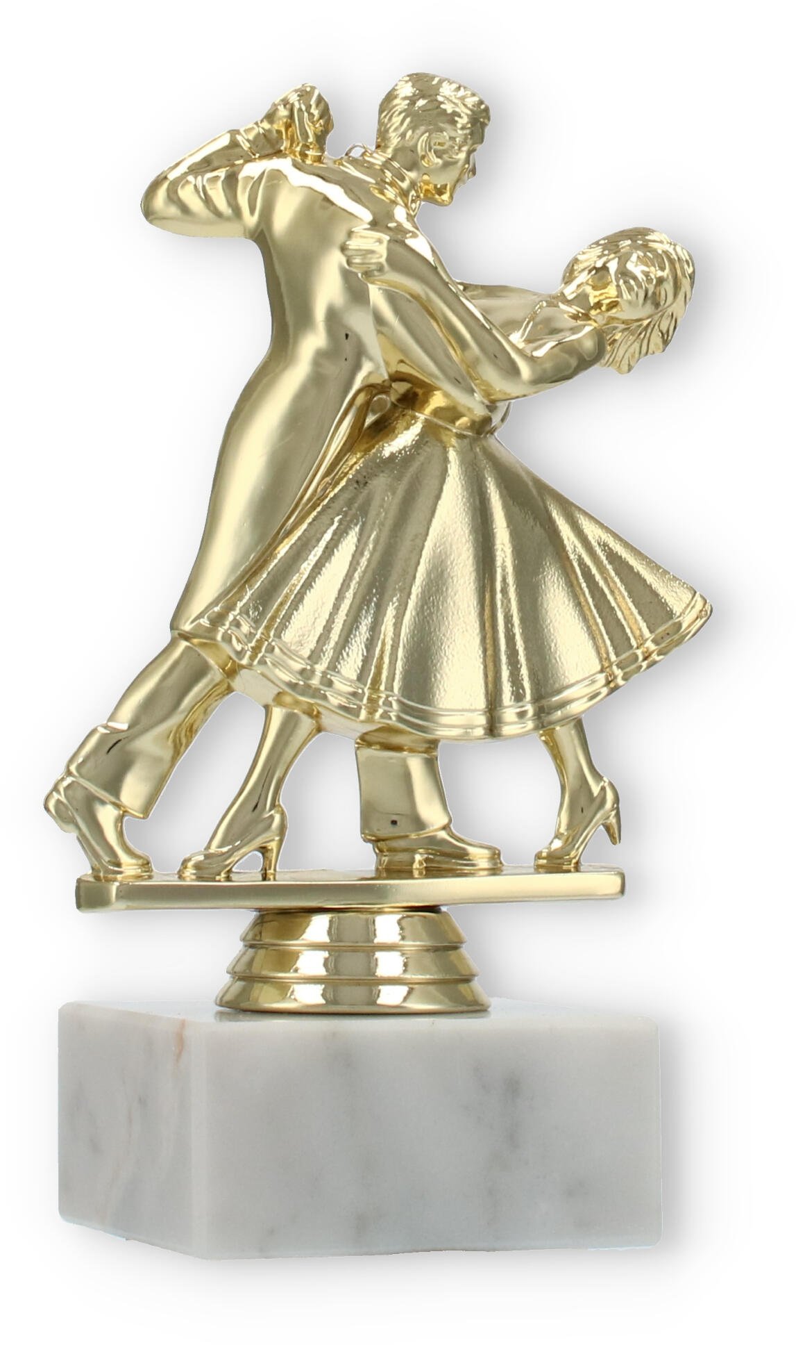 Pokal Kunststofffigur Tanzpaar gold auf weißem Marmorsockel 15,6cm