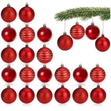 COM-FOUR® 24x Christbaumkugel - Weihnachtsbaumkugeln aus Kunststoff für Weihnachten - Baumschmuck für den Christbaum - Christbaumschmuck - Kunststoffkugeln