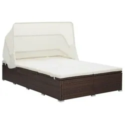 vidaXL 2-Personen-Sonnenliege mit Auflage Poly Rattan Braun