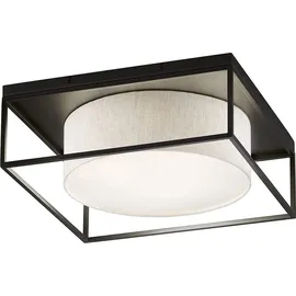 meine wunschleuchte Eckige Deckenleuchte 3 Leuchtmittel 50x50cm Leinenstoff Beige