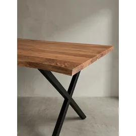 KADIMA DESIGN Schreibtisch XL Professional 180x90 Akazie Massiv Goldbraun-Schwarz Baumkante Büro Design Kreta Kollektion Kadima Design