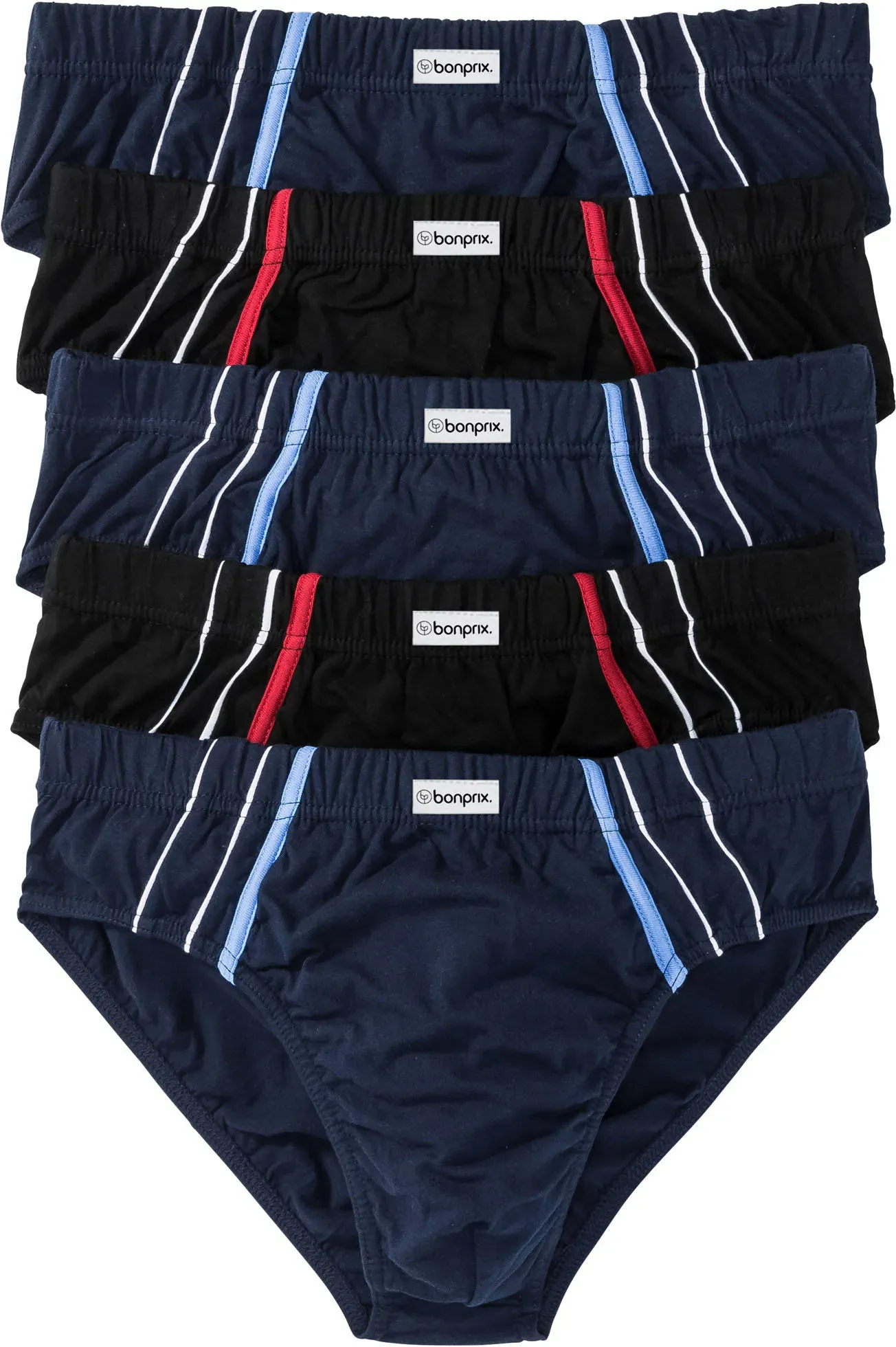 Maxislip BONPRIX, Herren, Gr. 5, 5 Stk., blau (dunkelblau, schwarz), Obermaterial: 100% Baumwolle, Unterhosen, klassisch geschnittene Passform, sportive Optik, aus Baumwolle