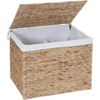 Mendler Wäschekorb HWC-C27, Wäschesammler Wäschesortierer Truhe, 2 Fächer Wasserhyazinthe 50x60x43cm 129l