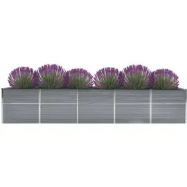 vidaXL Garten-Hochbeet verzinkter Stahl rechteckig 400 x 80 x 77 cm Grau