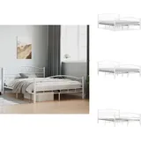Bettgestell Weiß Metall 140×200 Cm - Metallbett - Doppelbett - Bettgestell - Weißes Bett - Boxspringbett