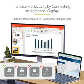 Startech StarTech.com USB 3.0 auf HDMI - 1080p (1900 x 1200) – Videoanzeigeadapter für Zwei/mehrere Monitore mit externer Grafikkarte