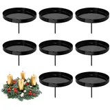 Kerzenhalter Adventskranz 8cm, 8 Stück Adventskerzenhalter Metall Schwarz, Kerzenhalter Stumpenkerzen mit Dorn, Weihnachten Kerzenteller für Adventskranz Blumentopf Tischdeko