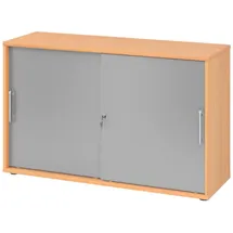 bümö Aktenschrank 2 Ordnerhöhen 80 x 40 x 180 braun/silber