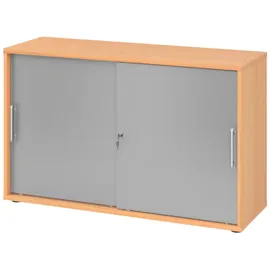 bümö Aktenschrank 2 Ordnerhöhen 80 x 40 x 180 braun/silber
