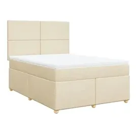 vidaXL Boxspringbett mit Matratze Creme 140x190 cm Stoff