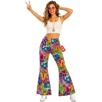 Fun Shack Schlaghose Damen 70er, Hippie Kostüm Damen, 70er Jahre Outfit Frauen, Hippie Kleidung, Schlagermove Outfit Frauen, Karneval Kostum, Fasching, XL - XL