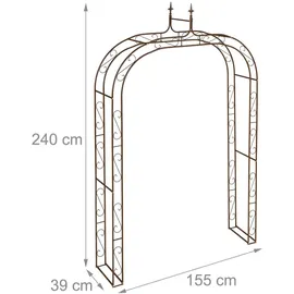 Relaxdays Rosenbogen 240 x 155 x 39 cm Braun