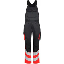 Warnschutz Latzhose "3547-319" Safety leicht UV-Schutz - 56 - schwarz/rot