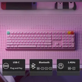 nuphy Node 100 kabellose Mechanische Tastatur High Profile, ANSI US, Bluetooth, 2.4GHz,USB-C, Light Pink, Red Max