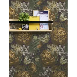 A.S. Création PintWalls Vliestapete mit Blument-Motiv Rosen 0,53 x 10,05 m 385092 Gelb/Grau/Grün