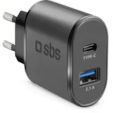 SBS Travel Charger 1 USB 2.1 A + Typ C outp