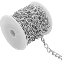 GYSRXS 5 m Rolle Aluminium Panzerketten mit Spule Kette Meterware Spulenkette Metall Kette Verwendet für DIY Armband Kette Schmuckherstellung,6.5x10mm (Silber)