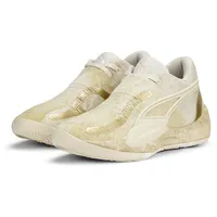 Puma Unisex Rise Nitro Nephrit Basketballschuh, Mattes Elfenbein, Metallic-Gold, 42 EU