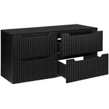 Lomadox Waschbeckenschrank NEWPORT-56-BLACK 120 cm Waschtisch-Unterschrank schwarz 40 cm tief Badschrank 4 Auszüge schwarz