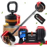 SPORTSCHMIEDE Verstellbare Hanteln | Hanteln Set, Kurzhanteln, Langhantel & Kettlebell [3in1 EASY SWITCH] Fitness Gewichte für Homegym Krafttraining Adjustable Dumbbell Set Hantelset