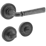 MS Beschläge - Drückergarnitur Antik Grau Rosettengarnitur Türdrücker Türbeschlag Massiv Zamak Wc Din Norm