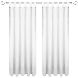 Bestgoodies Dekoschal Ellen Schlaufen Blickdicht 2er Pack - 140x225 cm Weiß,