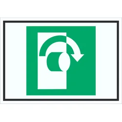 HB-Druck Öffnung durch Rechtsdrehung Symbol Schild A5 (148x210mm)