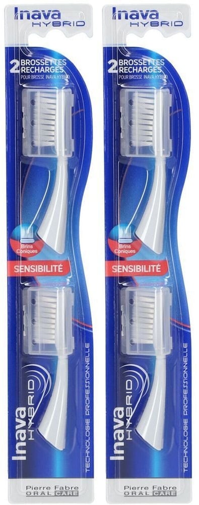 Inava Hybrid Sensibilité 2 brossettes recharges 2x2 pc(s) brosse(s) à dents